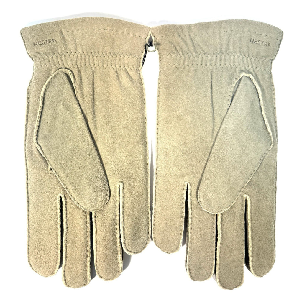 HESTRA Mens Andre Goatskin Suede Leather Wool Lined Gloves Grey (MSRP $170)