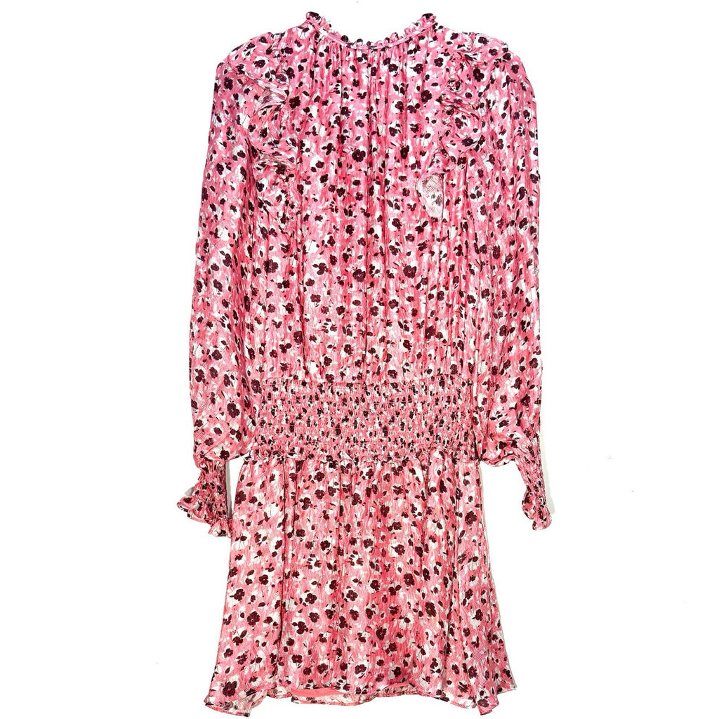 RAMY BROOK Printed Penelope Long Sleeve Mini Dress Flico Pink XS (MSRP $445)