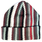 MISSONI Chevron Stripe Knit Wool Blend Beanie Winter Hat Burgundy (MSRP $320)