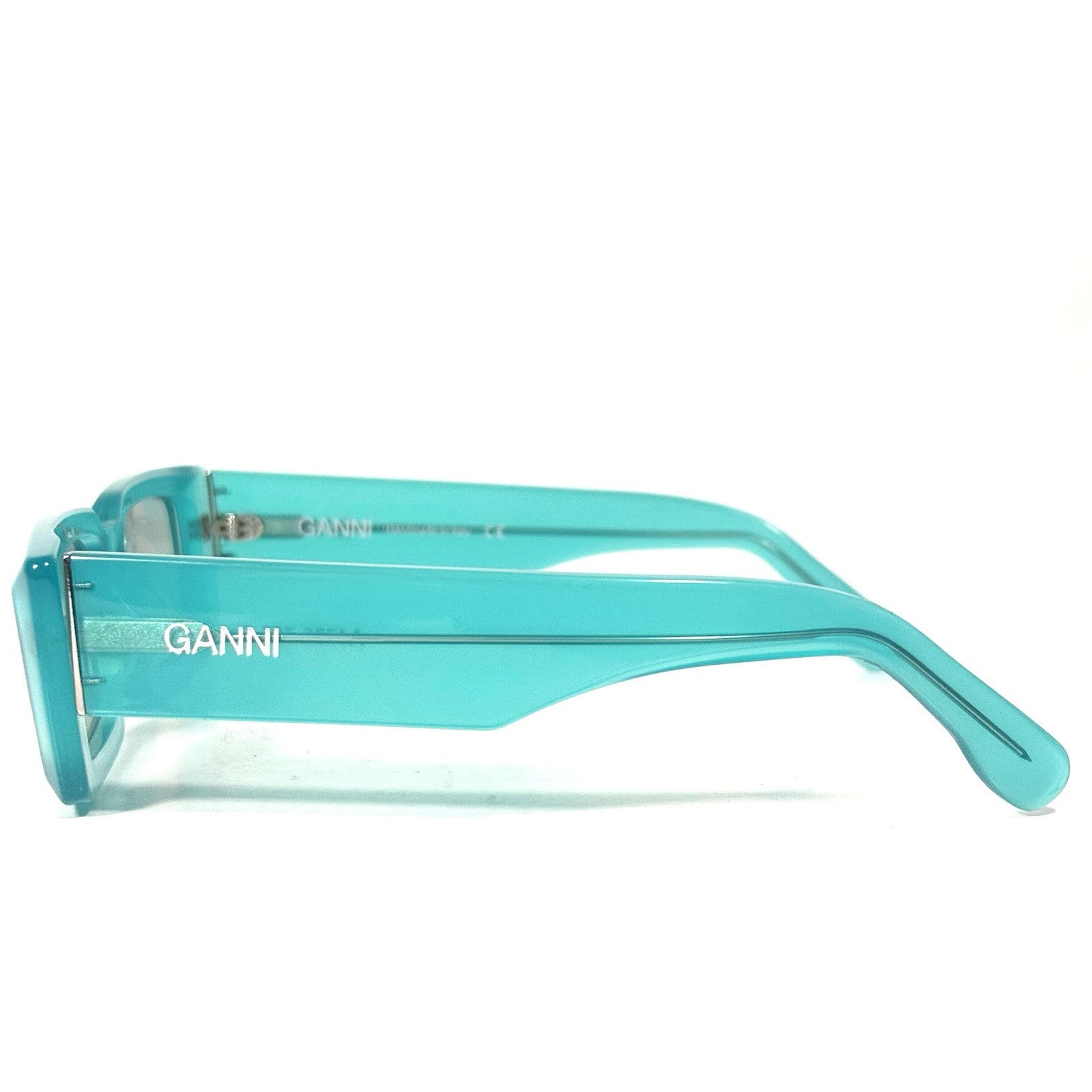 GANNI Womens A4786 705 Rectangular Sunglasses Winter Sky Blue (MSRP $255)