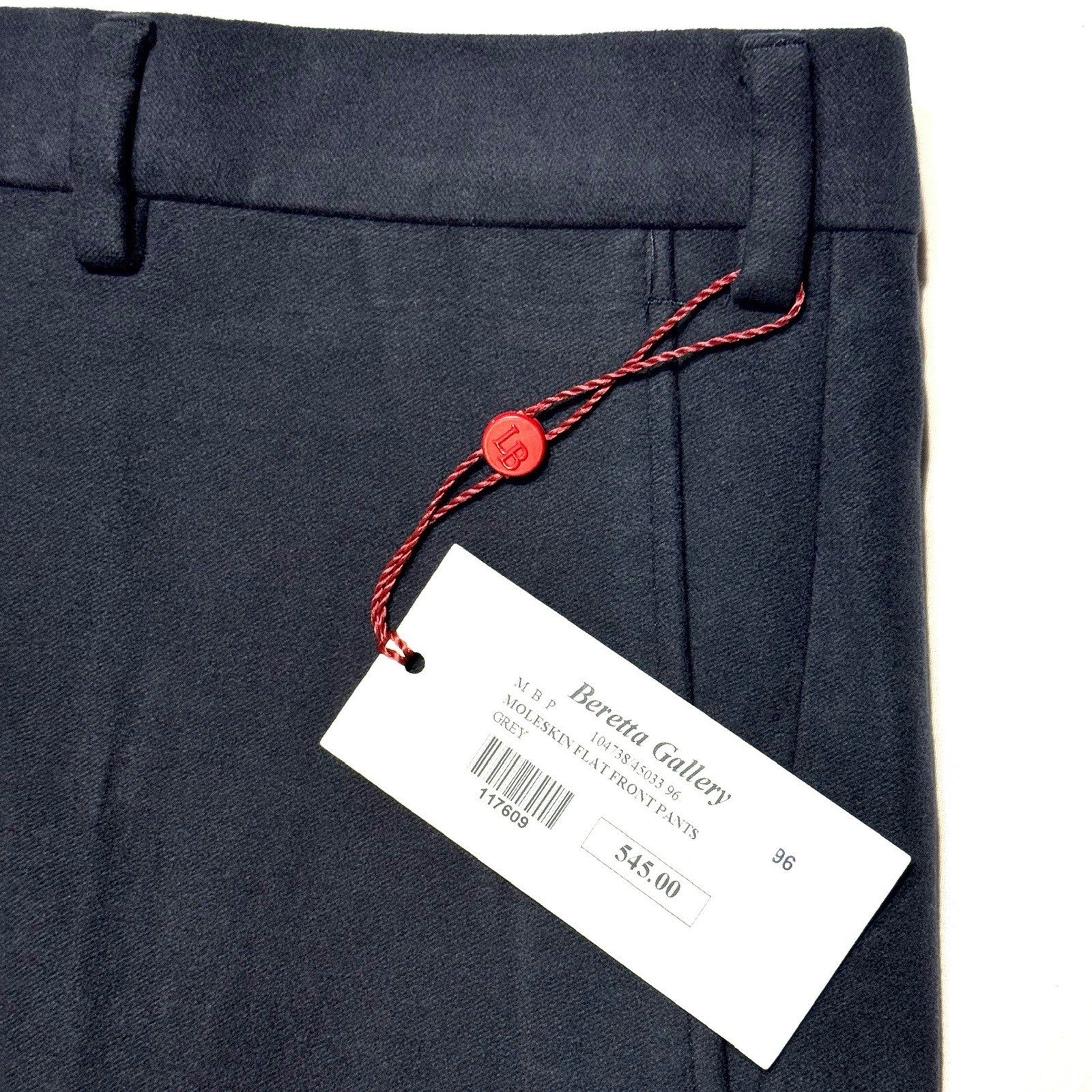 LUCIANO BARBERA Mens Cotton Moleskin Trouser Pants Grey (MSRP $545)